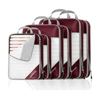 NICOSHOW Compression Packing Cubes for Travel, Packing Cubes Compression Travel Essentials, Wine, 6 pcs, 6pcs