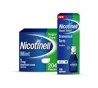 Nicotinell Dual Support Bundle: Nicotinell Lozenge 1mg (204 Lozenges) + Nicotinell Nicotine Mouth Spray 1mg (150 sprays) Bundle. Fast Craving Relief, Quit Vaping & Stop Smoking Aid, Fresh Mint Flavour