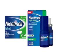 Nicotinell Dual Support Bundle: Nicotinell Lozenge 2mg (204 Lozenges) + Nicotinell Nicotine Mouth Spray 1mg (2x150 Sprays), Fast Craving Relief, Quit Vaping & Stop Smoking Aid, Fresh Mint Flavour