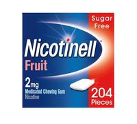 Nicotinell Fruit Gum 2mg (204 Pieces), Stop Smoking Aid, Sugar Free Nicotine Gum, Mild Fruit Flavour, 2mg Regular Strength for Light Smokers, Quit Smoking Aid, Value Pack