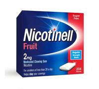 Nicotinell Fruit Gum 2mg (204 Pieces), Stop Smoking Aid, Sugar Free Nicotine Gum, Mild Fruit Flavour, 2mg Regular Strength for Light Smokers, Quit Smoking Aid, Value Pack