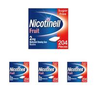 Nicotinell Fruit Gum 2mg (4 x 204 Pieces), Stop Smoking Aid, Sugar Free Nicotine Gum, Mild Fruit Flavour, 2mg Regular Strength for Light Smokers, Quit Smoking Aid