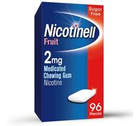 Nicotinell Fruit Gum 2mg (96 Pieces), Stop Smoking Aid, Sugar Free Nicotine Gum, Mild Fruit Flavour, 2mg Regular Strength for Light Smokers, Quit Smoking Aid, Mega Pack
