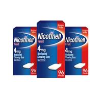 Nicotinell Fruit Gum 4mg (3 x 96 Pieces), Stop Smoking Aid, Sugar Free Nicotine Gum, Mild Fruit Flavour, 4mg Regular Strength for Heavy Smokers, Quit Smoking Aid