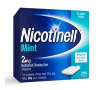 Nicotinell Mint Gum 2mg (204 Pieces), Stop Smoking Aid, Sugar Free Nicotine Gum, Mint Flavour, 2mg Regular Strength for Light Smok