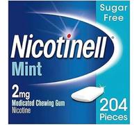 Nicotinell Mint Gum 2mg (204 Pieces), Stop Smoking Aid, Sugar Free Nicotine Gum, Mint Flavour, 2mg Regular Strength for Light Smokers, Quit Smoking Aid, Mega Pack