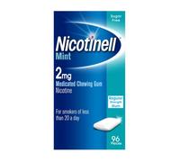 Nicotinell Mint Gum 2mg (96 Pieces), Nicotine Gum | Stop Smoking Aid, Sugar Free , Mint Flavour, 2mg Regular Strength for Light Smokers, Quit Smoking Aid