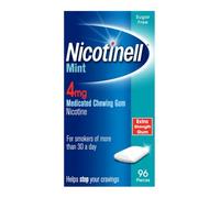 Nicotinell Mint Gum 4mg (96 Pieces), Nicotine Gum | Stop Smoking Aid, Sugar Free, Mint Flavour, 4mg Extra Strength for Heavy Smokers, Quit Smoking Aid