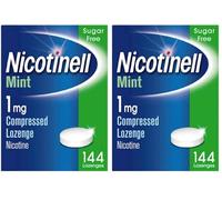 Nicotinell Mint Lozenge 1mg (144 Lozenges), Stop Smoking Aid, Sugar Free Nicotine Lozenges, Fresh Mint Flavour, 1mg Regular Strength for Light Smokers, Quit Smoking Aid (Pack of 2)
