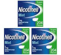 Nicotinell Mint Lozenge 1mg (204 Lozenges), Stop Smoking Aid, Sugar Free Nicotine Lozenges, Fresh Mint Flavour, 1mg Regular Strength for Light Smokers, Quit Smoking Aid (Pack of 3)