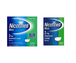 Nicotinell Nicotine Lozenge, Quit Smoking Aid, Sugar Free Mint Flavour, 2 mg, 204 Pieces & Nicotine Lozenge, Quit Smoking Aid, Sugar Free Mint Flavour, 2 mg, 144 Pieces