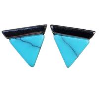 NicoWerk Ladies Silver Stud Earrings Turquoise made of 925 Sterling Silver Noble with Stone Triangles Geometric Unusual Subtle SOS510