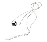 NicoWerk SKE717 Women's Silver Necklace 925 Sterling Silver Ball Smooth Shiny Simple Filigree Elegant