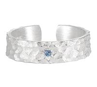 NicoWerk Women's Silver Ring Hammered 925 Sterling Silver Rustic Striking Celtic Matte Stone Structure Band Ring Adjustable Open SRI1096