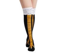 Nicoxijia 3D Novelty Funny Knee High Chicken Costume Feet Socks for Women Men Turkey Socks Thanksgiving Xmas Stocking Gifts (Yellow-60cm, ONE SIZE)