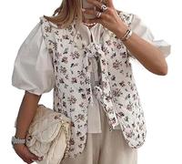 Nicoxijia Leopard Print Tie Front Tops for Women Y2k Waistcoat Cheetah Print Bow Top Sleeveless Embroidered Cardigan Vest (White, S)