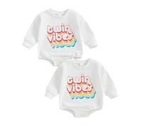 Nicoxijia Newborn Baby Twins Matching Outfits Funny Letter Print Romper Sweatshirt Bodysuit Twins Baby Gifts Fall Clothes (White, 6-12 Months)