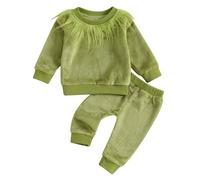 Nicoxijia Toddler Baby Boys Girls Christmas Cosplay Monster Costume Outfits Green Furry Santa Long Sleeve Tops and Pants Set (Baby Christmas Costume-Green, 6-12 Months)