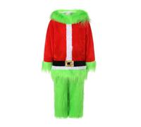 Nicoxijia Toddler Baby Boys Girls Christmas Cosplay Monster Costume Outfits Green Furry Santa Long Sleeve Tops and Pants Set (Christmas Cosplay Costume-Green, 5-6 Years)