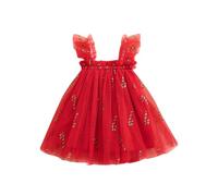 Nicoxijia Toddler Baby Girl Christmas Tutu Dress Sleeveless Christmas Tree Layered Tulle Dress Sequin Wedding Ball Gown (B-Red, 12-18 Months)