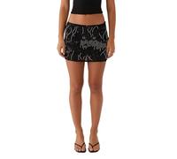 Nicoxijia Women's Sequin Sparkly Mini Skirt Glitter Low Waist Pencil Skirts Dance Party Club Music Festival Night Out Dresses (Black, M)