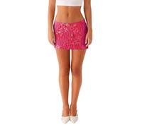 Nicoxijia Women's Sequin Sparkly Mini Skirt Glitter Low Waist Pencil Skirts Dance Party Club Music Festival Night Out Dresses (Rose Red, S)
