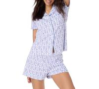 Nicoxijia Women's Y2k Monkey Print Pajamas Short Sleeve Satin Monkey Bunny Tiger Floral Graphic Print PJ Shorts Sleepwear Set (B-Light Purple, M)