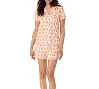Nicoxijia Women's Y2k Monkey Print Pajamas Short Sleeve Satin Monkey Bunny Tiger Floral Graphic Print PJ Shorts Sleepwear Set (B-Orange, S)