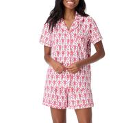 Nicoxijia Women's Y2k Monkey Print Pajamas Short Sleeve Satin Monkey Bunny Tiger Floral Graphic Print PJ Shorts Sleepwear Set (B-Pink, L)