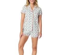 Nicoxijia Women's Y2k Monkey Print Pajamas Short Sleeve Satin Monkey Bunny Tiger Floral Graphic Print PJ Shorts Sleepwear Set (B-Green, S)