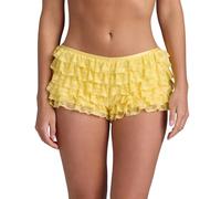 Nicoxijia Women's Y2k Ruched Mini Shorts Lace Lolita Bloomers Elastic Waist Bow Front Shorts Smocked Frill Micro Boyshorts