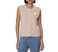 Nicoxijia Women's Y2k Vintage Knittd Tank Vest Crop Top Sleeveless Button Down Cardigan Crochet Vest Tops Casual Streetwear (Khaki, L)