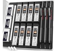 Nicpro 0.9 Metal Mechanical Pencil Set with Case, 3PCS Black MP1000 0.9mm Drafting Pencil, 8 Tubes HB Lead Refills, 3PCS Erasers, Erasers Refills for Artist Writing, Drawing, Sketching