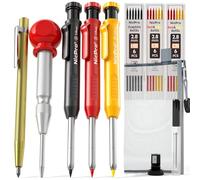 Nicpro 10 Pack Carpenter Pencils Mechanical, Construction Pencils with 21 Refill, Automatic Center Punch and Carbide Scribe Tool, Mechanical Pencil for Woodworking, Best Carpenters Marking Tool