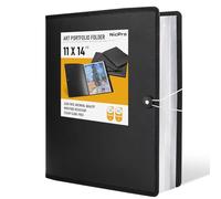 Nicpro 11x14 Art Portfolio Folder, 30 Pockets Display 60 Pages Art Painting Portfolio Binder with Clear Plastic Sleeves, Presentation Storage Book for Kids & Artists Artwork Drawing - (Black)