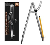 Nicpro 12 Inch Compass for Woodworking with Wing and Pencil Holder, Professional Carpenter Pencil Compass Great for Geometry, Drawing, Drafting