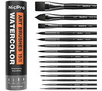 Nicpro 15PCS Professional Watercolour Brushes Set, Soft Synthetic Squirrel Paint Brushes, Artists Paint Brushes, Round, Cat Tongue, Liner, Flat, Wash for Artists, Adult, Watercolour, Inks, Gouache