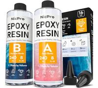Nicpro 16 oz/ 480 ml Crystal Clear Epoxy Resin Kit, Food Safe DIY Starter Epoxy Resin for Craft, Canvas Painting, Molds Pigment Jewelry Making, Resin Coating and Casting
