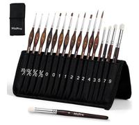 Nicpro 16 PCS Kolinsky Sable Miniature Paint Brushes Dry Brush, Professional Model Paint Brush Set with Cloth Roll, Fine Detail Artist Brush Set for Miniatures, Acrylic & Figures, Model, Watercolour