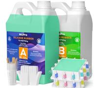 Nicpro 170oz/5026ml Silicone Mold Making Kit, 20A Platinum Liquid Silicone Rubber, Jade Green Flexible, Molds Maker Mix Ratio 1:1 for Casting 3D Resins Molds DIY with Housing, Mixing Cups