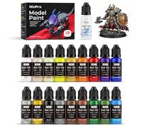 Nicpro 18 Colors Model Paint Set, 20ml Ready to Use Modeling Acrylic Paints, Brush & Airbrush Compatible, Miniature Paint Set for Beginners & Artists on Models, Figures, Crafts, Canvas, with 1 Thinner