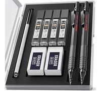Nicpro 2 PCS Mechanical Pencil 0.5mm & 0.7 mm with Case, MP1000 Metal Artist Pencil Set with 4 Tubes HB Lead Refills, 2 Erasers, 9 Eraser Refills For Art Writing Drafting, Drawing, Sketch, Black