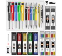 Nicpro 27 Pack Carpenter Pencils for Woodworking, Construction Mechanical Pencil with 100 Refill, Automatic Center Punch and Carbide Scribe Carpenter Tool, Construction Pencil for Carpenters Marking