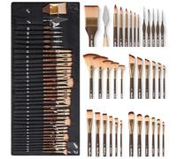 Nicpro 36pcs Paint Brush Set, Professional Paintbrushes with Palette and Cloth Roll, Suitable for Acrylic Painting, Oil, Watercolour, Gouache, Art Supplies for Artists & Beginners (Gold Color)