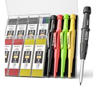 Nicpro 4 Pack CP3000 Carpenter Pencils with Sharpener, Mechanical Pencil Set with 76 Refills, Heavy Duty Construction Pencil, Carpenter Tools for Working Architect Marking (Red, Black, Yellow, Green)
