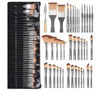 Nicpro 40 PCS Paint Brush Set, Professional Acrylic Paintbrushes with Palette Knife and Cloth Roll, Suitable for Acrylic Painting, Oil, Watercolour, Gouache, Art Supplies for Artists and Beginners