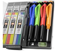Nicpro 5 Pack Mechanical Carpenter Pencil Set with Sharpener & Finger Grip, Mechanical Woodworking Pencils with 41 Refills, Deep Hole Marker Heavy Duty Construction Pencils for Architect- With Case