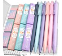 Nicpro 6PCS Cute Mechanical Pencil Set with Case, Pastel Mechanical Pencils 0.5 & 0.7 & 0.9 mm with 6 Tube HB Lead Refills, Erasers, Aesthetic Stationery & School Supplies for Girls Writing Drawing