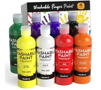 Nicpro 8 Colors Washable Finger Paint Set for kids(4 oz, 120 ml), Non-Toxic & Baby Safe Paint for Hand and Feet, Mess Free Finger Painting Art Supplies for Kids Age 3+, Preschool Learning Gifts