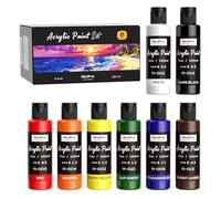 Nicpro 8 Primary Colors Acrylic Paint Set(4 oz, 120 ml), Rich Pigment, Non Toxic Craft Paint for Multi Surface Canvas Wood Rock Fabric, Art Painting Supplies for Beginner Artist Adult with Color Wheel